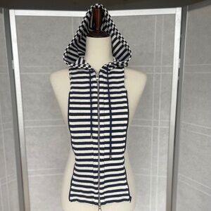Veronica Beard White/Navy Striped Hoodie Dickey sz O/S